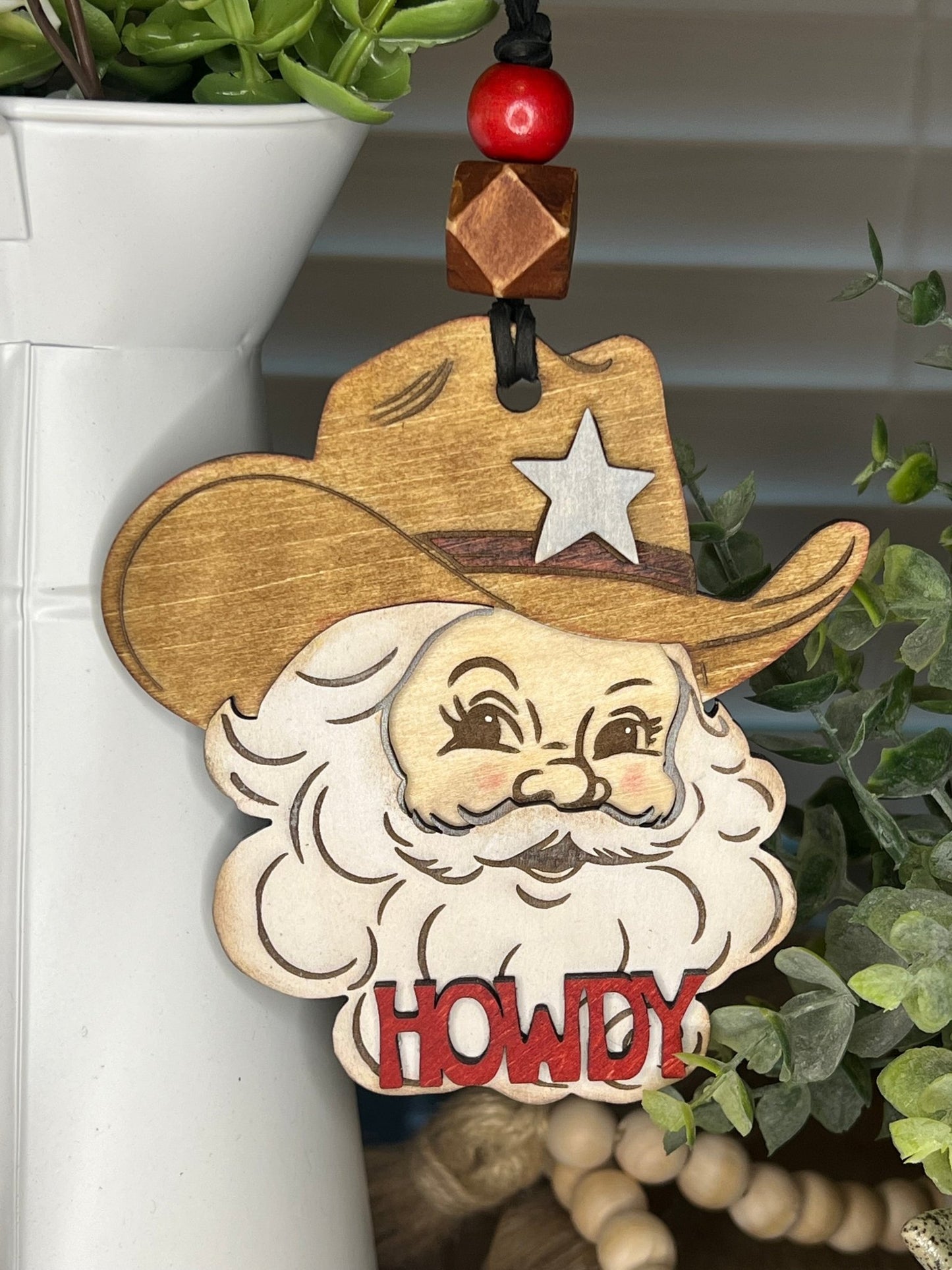 Cowboy Santa Ornament SVG – Western Christmas Laser Cut File (Digital Download)