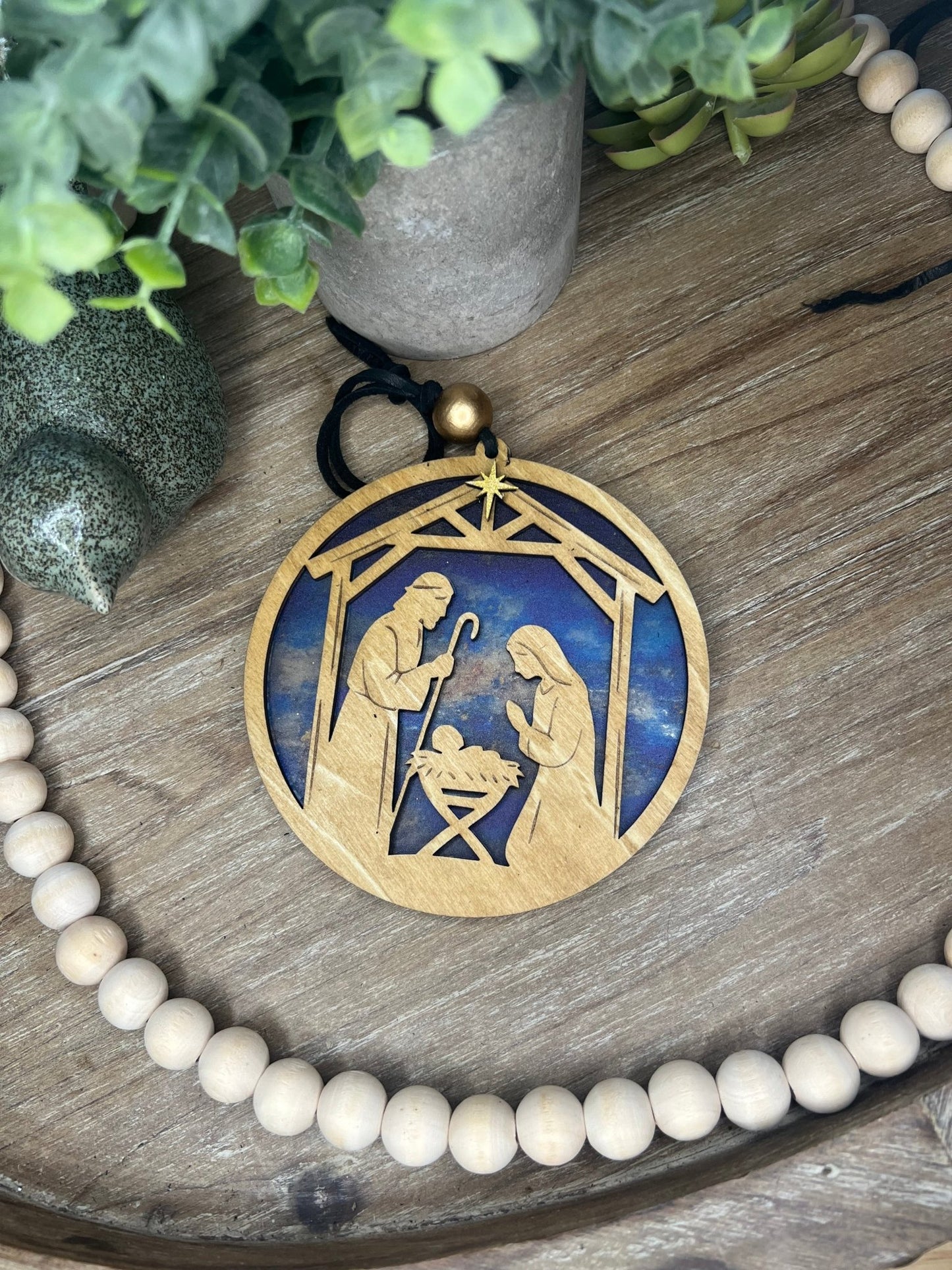 Nativity Ornament and Suncatcher SVG – 4.5" &amp; 8" Holy Family Laser Cut File (Digital Download)