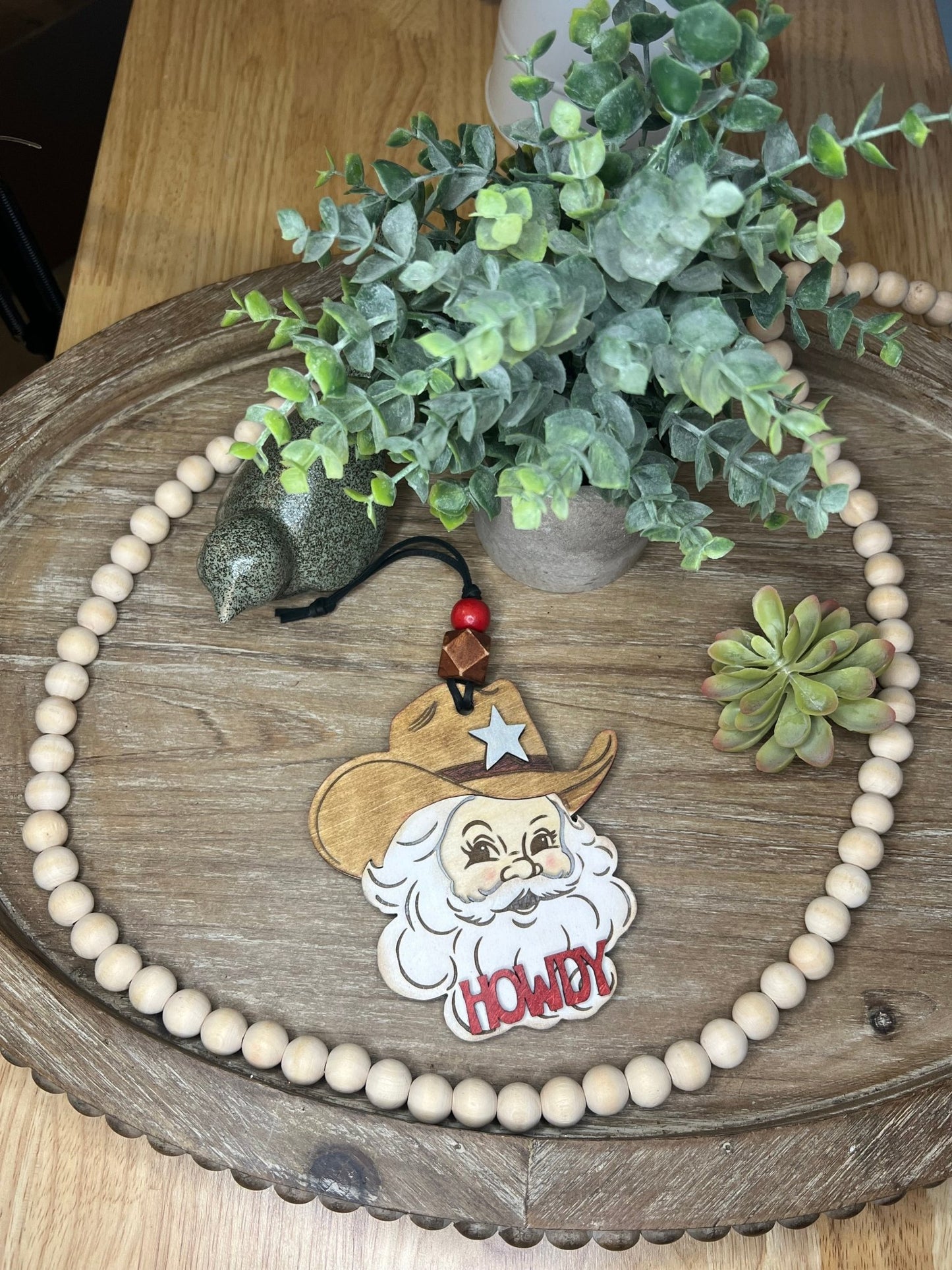 Cowboy Santa Ornament SVG – Western Christmas Laser Cut File (Digital Download)