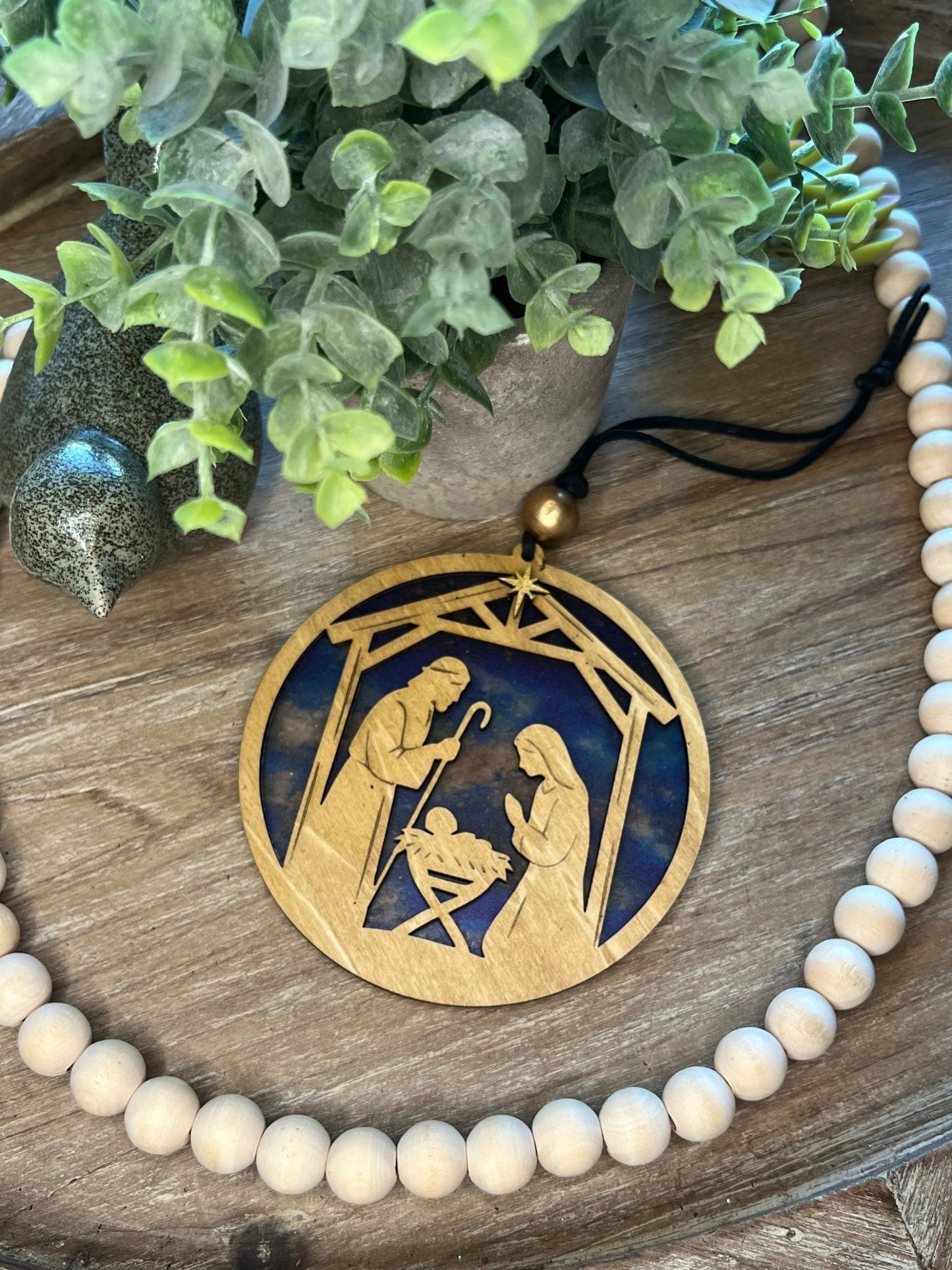 Nativity Ornament and Suncatcher SVG – 4.5" &amp; 8" Holy Family Laser Cut File (Digital Download)