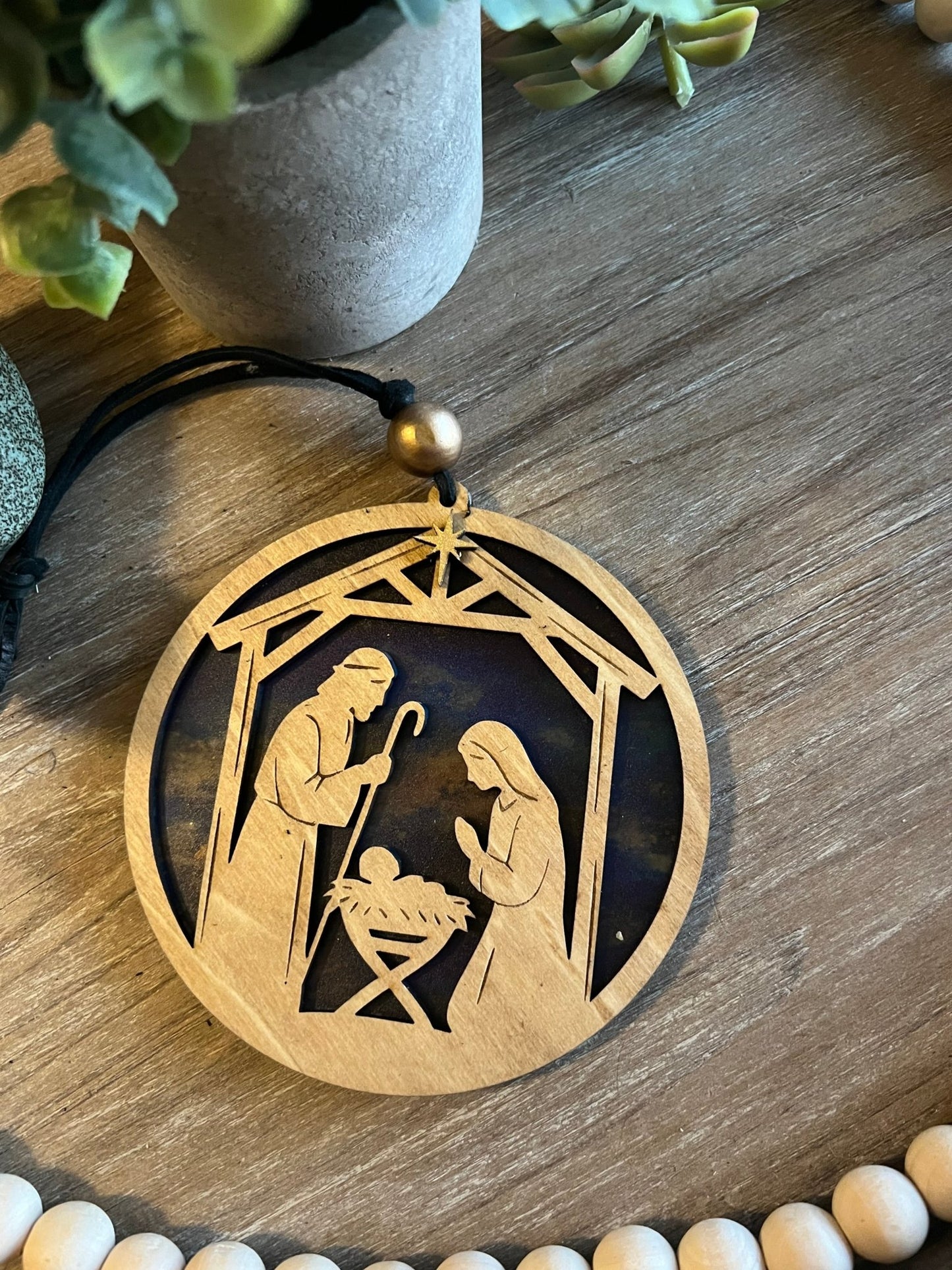 Nativity Ornament and Suncatcher SVG – 4.5" &amp; 8" Holy Family Laser Cut File (Digital Download)