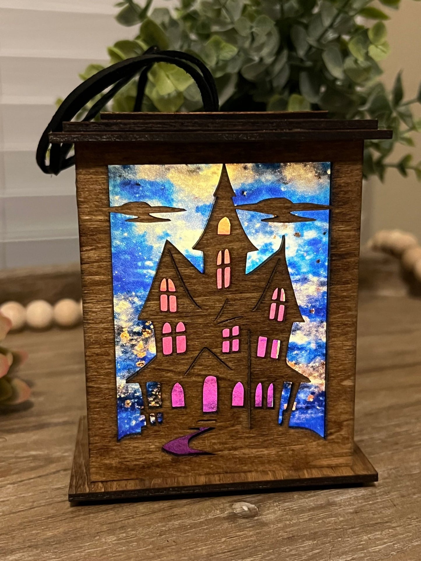 Haunted House Lantern & Ornament SVG – Layered Halloween Laser Cut File (Digital Download)