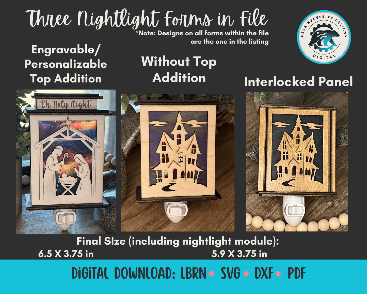 Haunted Halloween Lantern Nightlight SVG Bundle | Spooky House Laser Cut Files