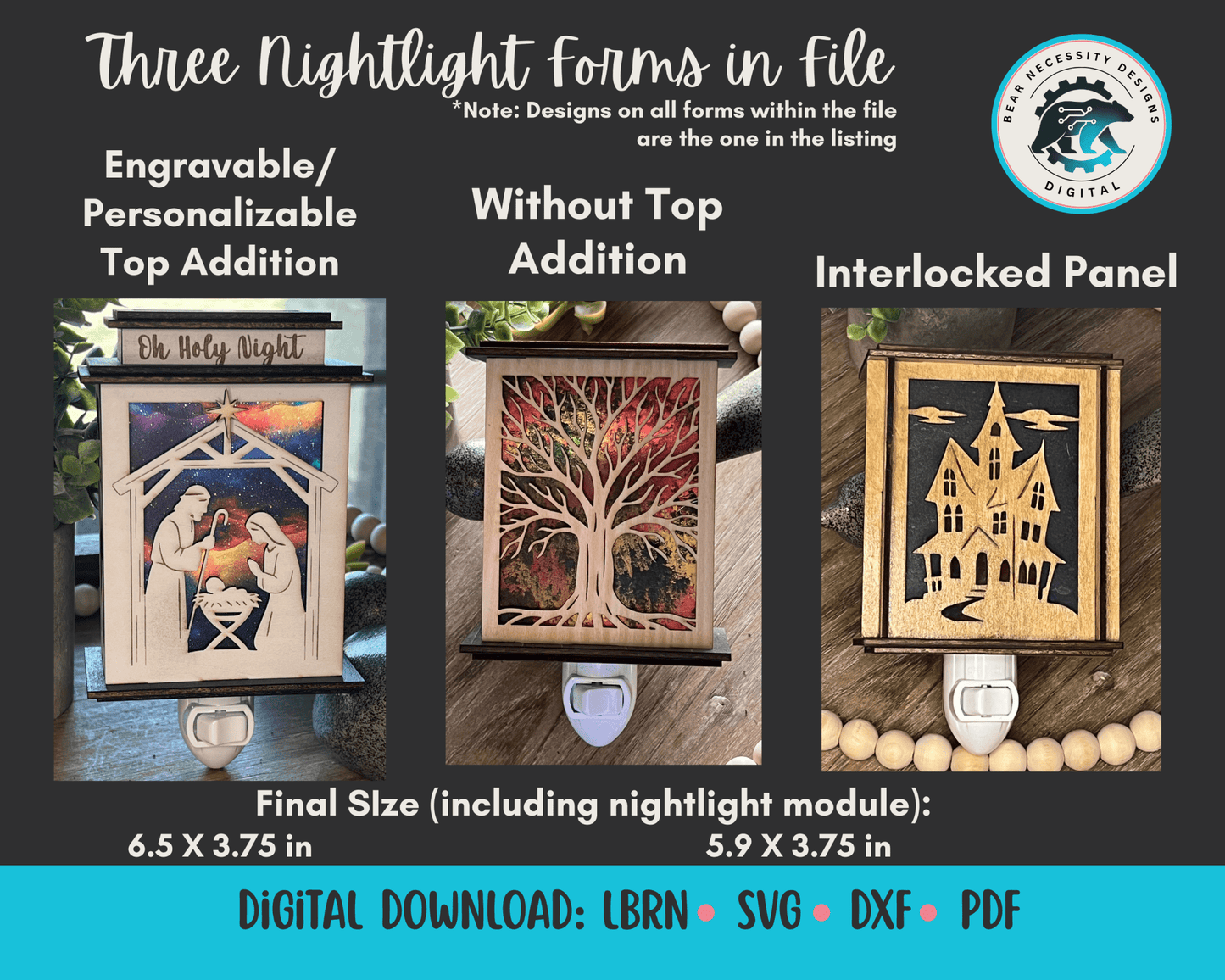 Family Tree Lantern Nightlight SVG Bundle | Laser Cut Files