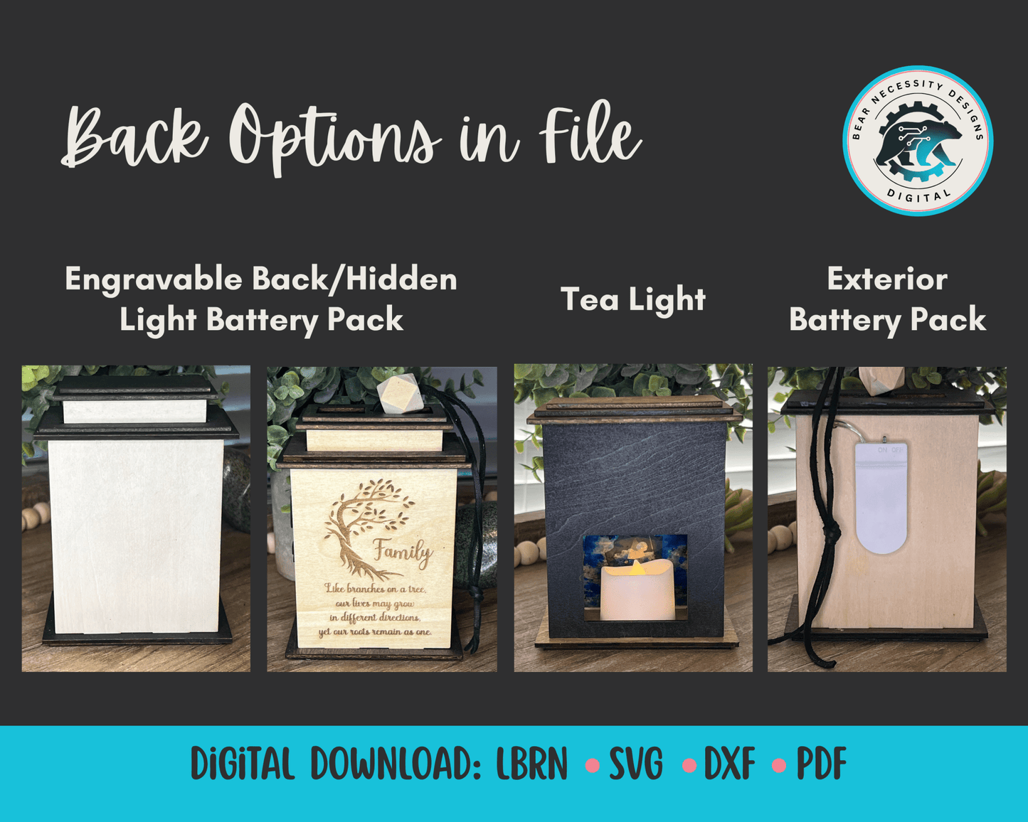 Family Tree Lantern & Ornament SVG – Personalized Christmas Laser Cut File (Digital Download)