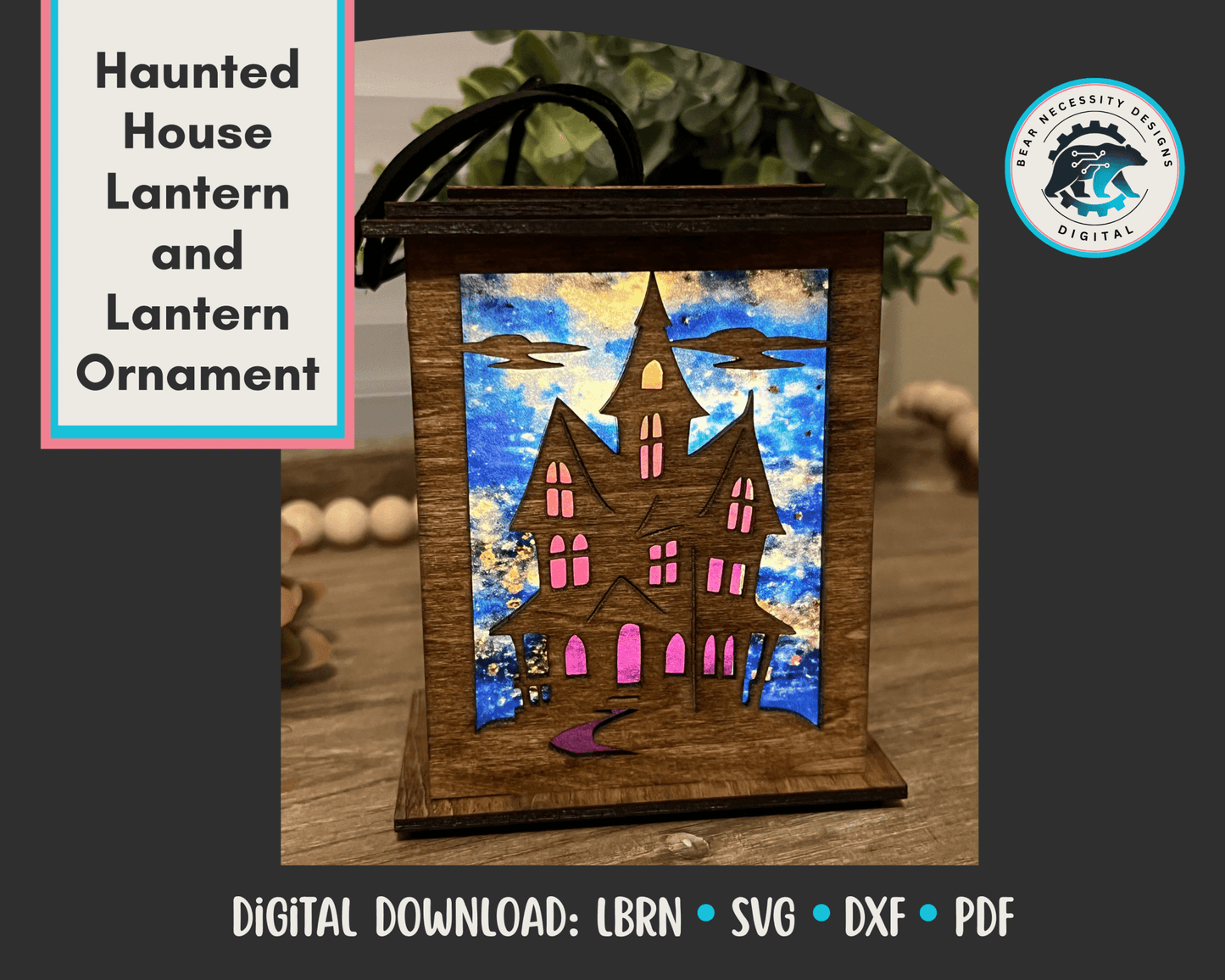 Haunted House Lantern & Ornament SVG – Layered Halloween Laser Cut File (Digital Download)