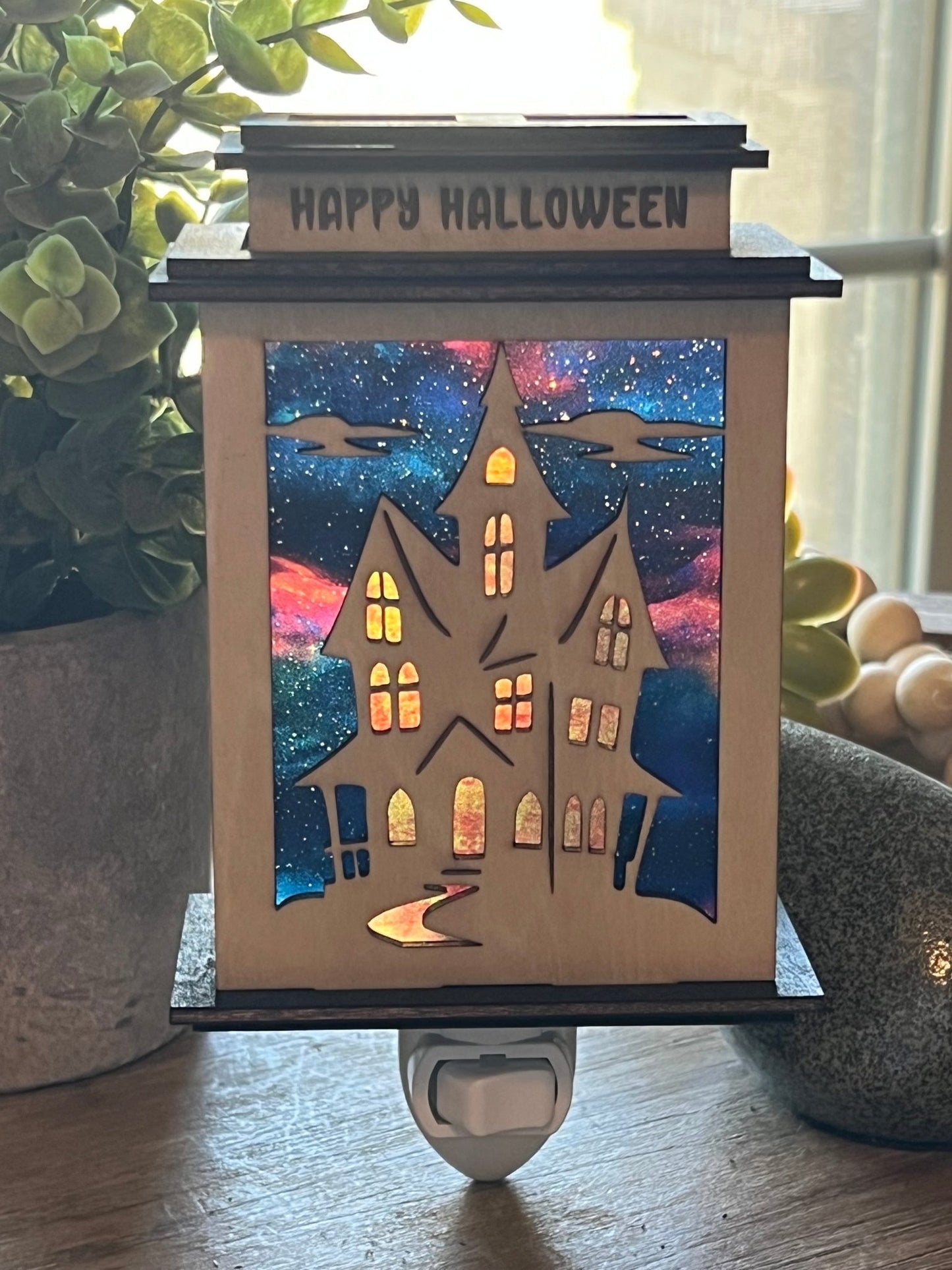 Haunted Halloween Lantern Nightlight SVG Bundle | Spooky House Laser Cut Files