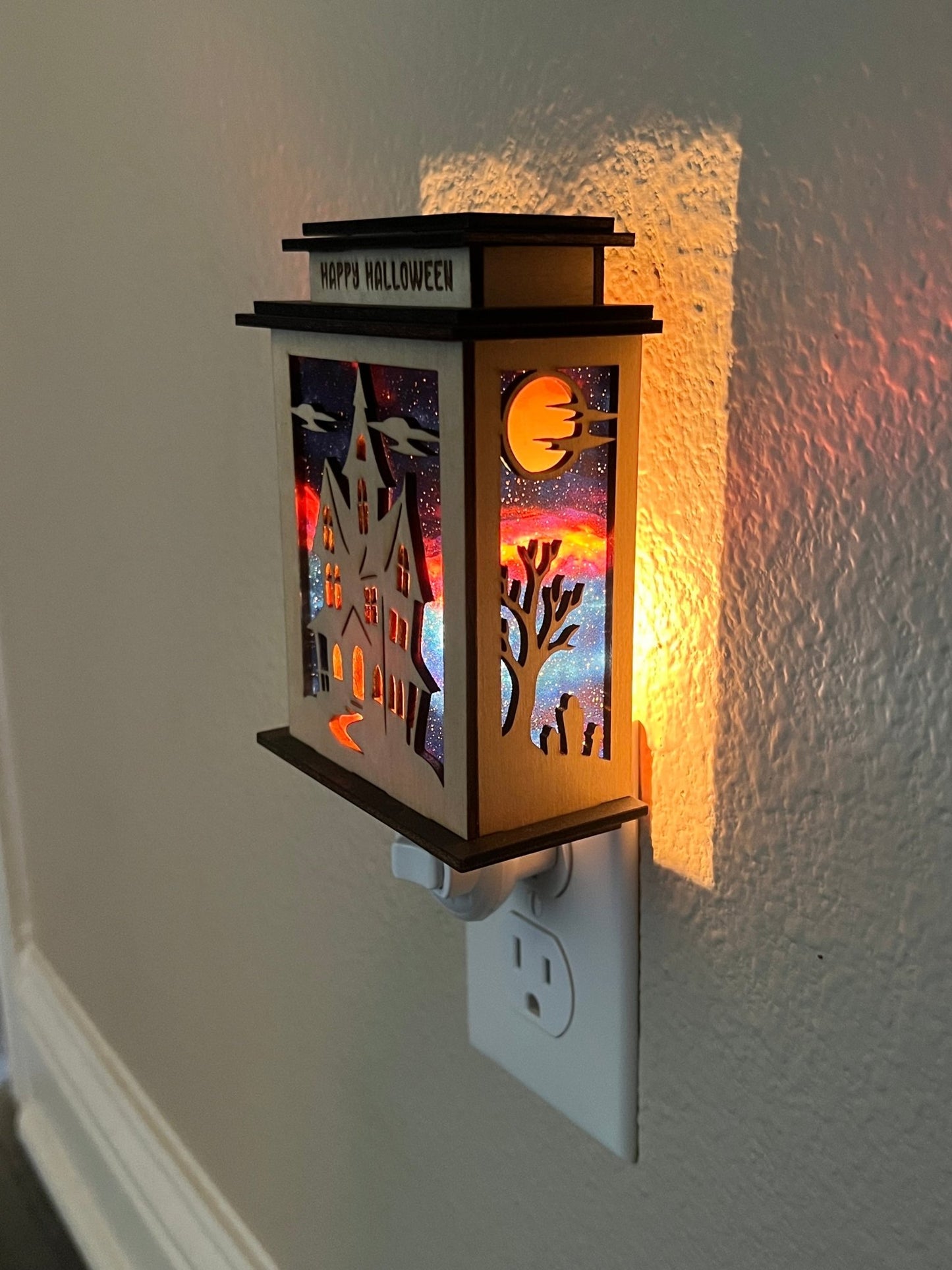 Haunted Halloween Lantern Nightlight SVG Bundle | Spooky House Laser Cut Files