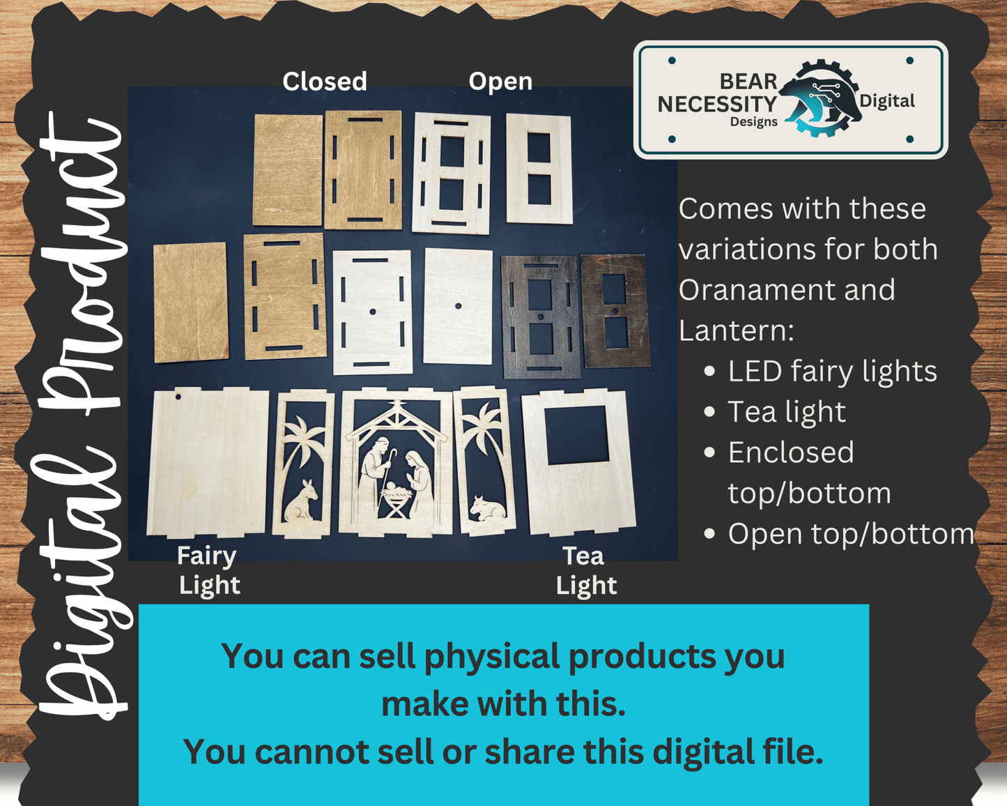 Nativity Lantern & Lantern Ornament SVG Bundle | Digital Files for Laser Cutting | Christmas Lantern Decor