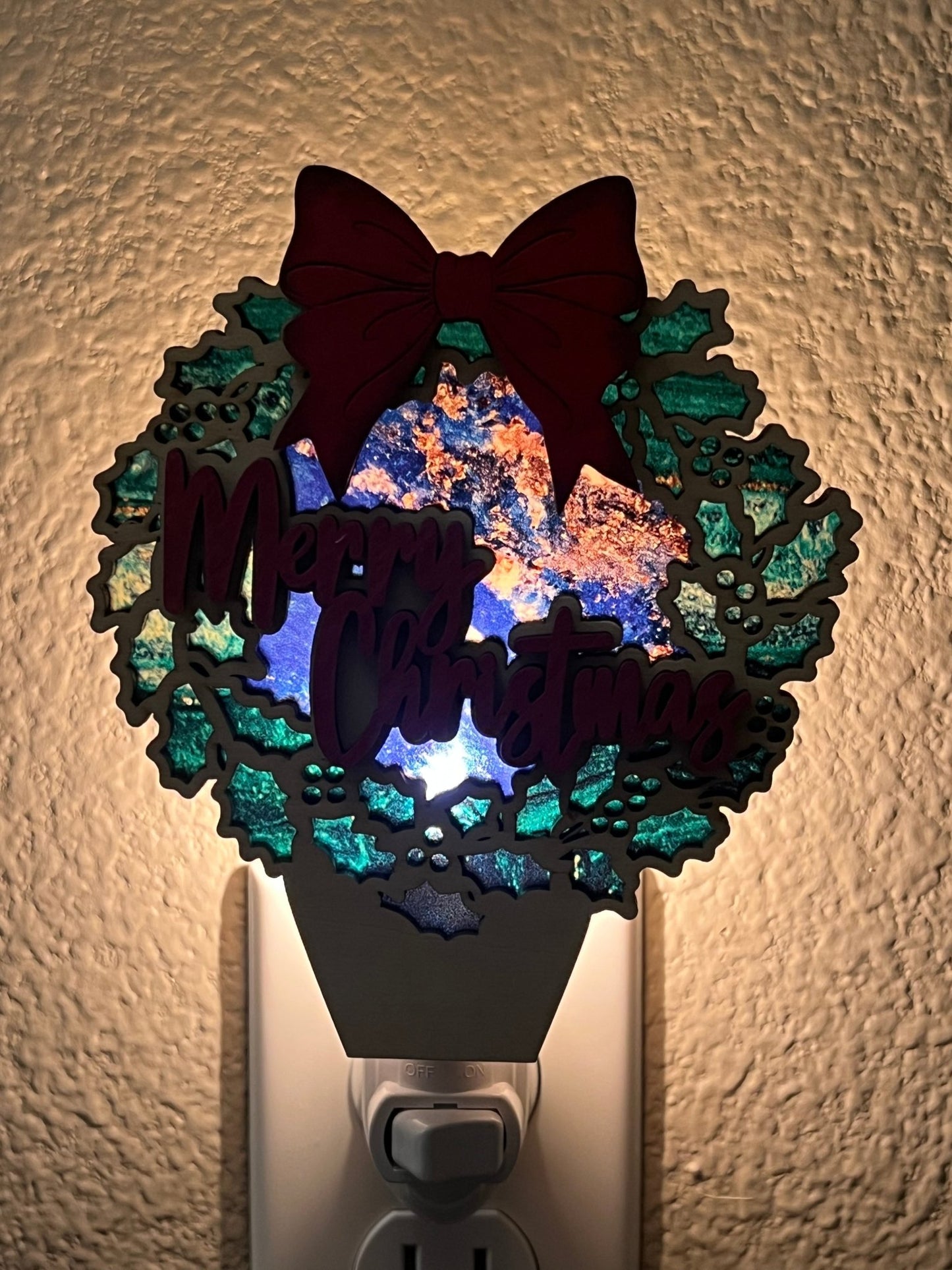 Merry Christmas Nightlight - Rustic Wood & Acrylic Holiday Decor