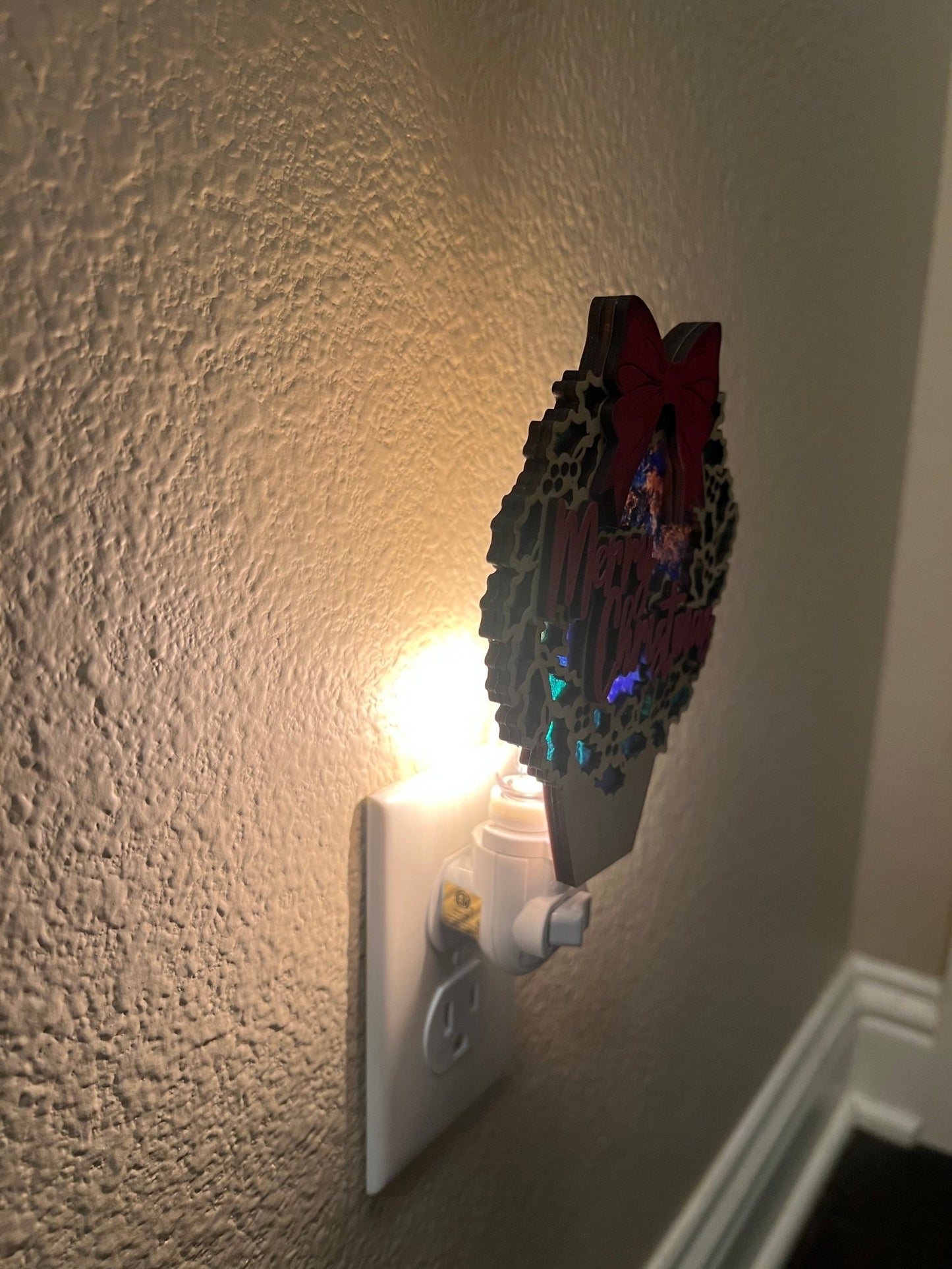 Merry Christmas Nightlight - Rustic Wood & Acrylic Holiday Decor