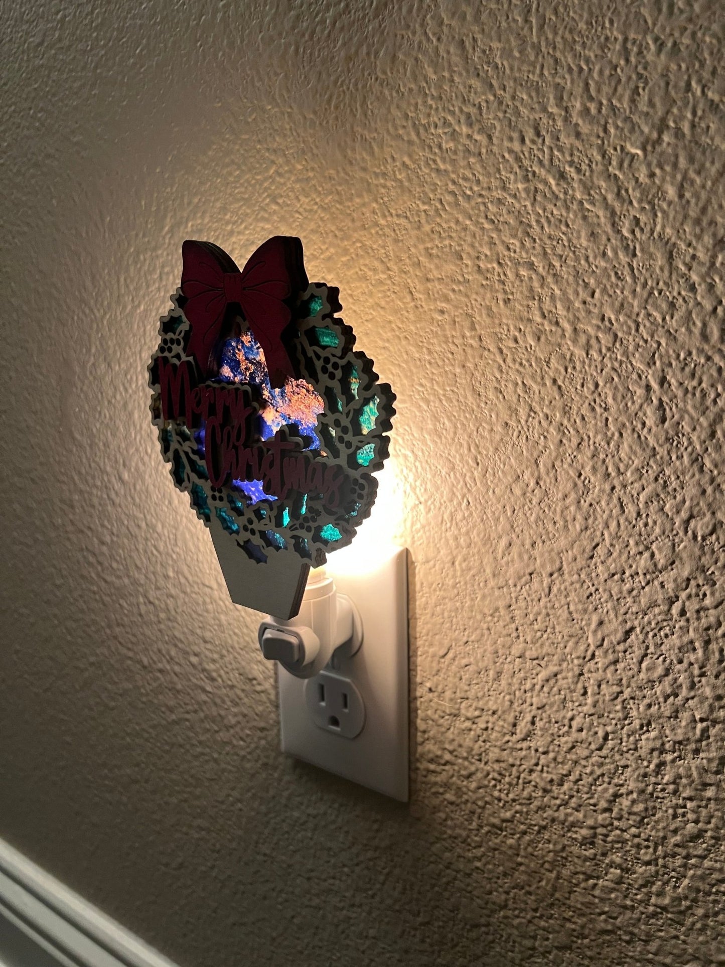 Merry Christmas Nightlight - Rustic Wood & Acrylic Holiday Decor