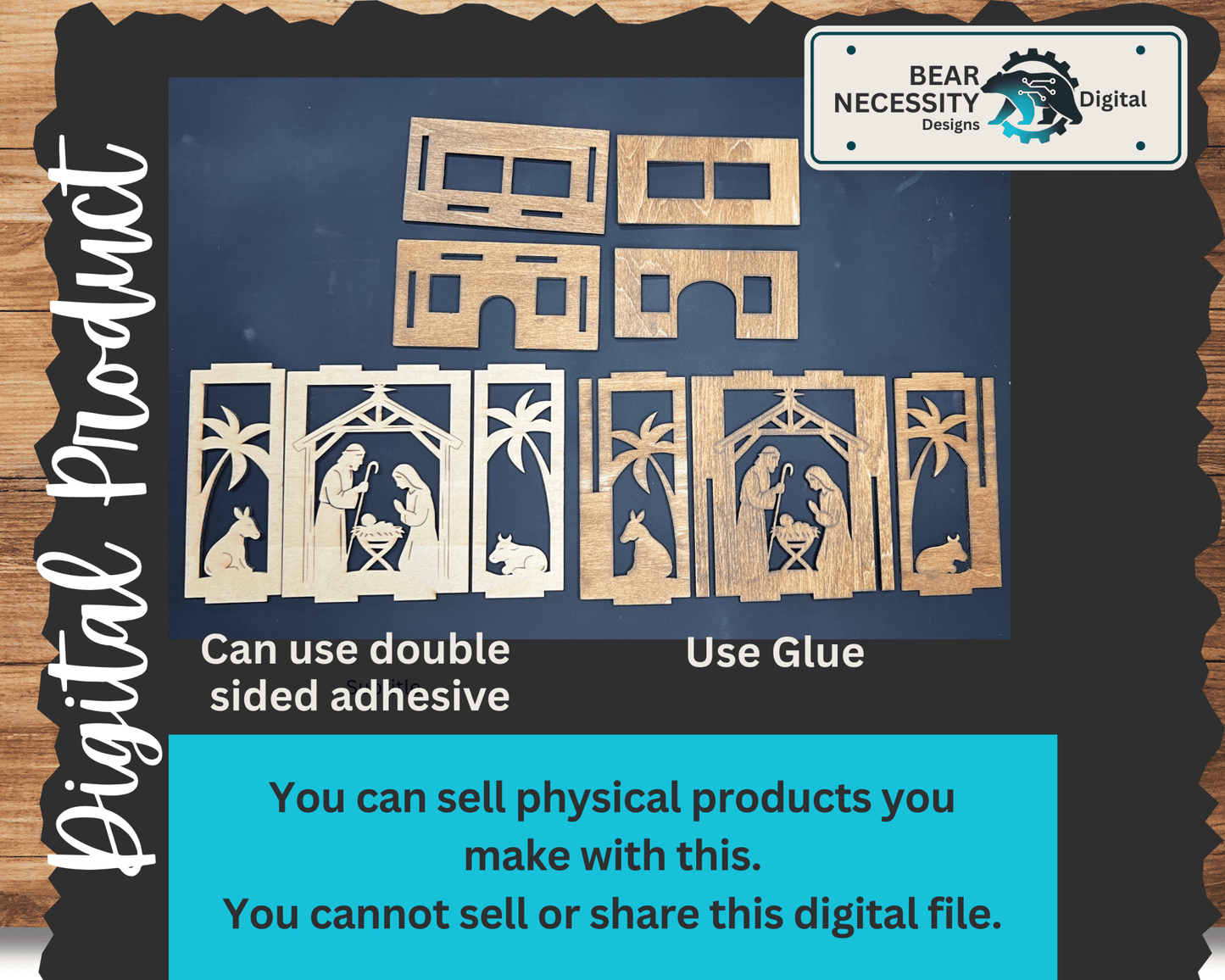 Nativity Lantern Nightlight SVG – Layered Holy Family Laser Cut File (Digital Download)