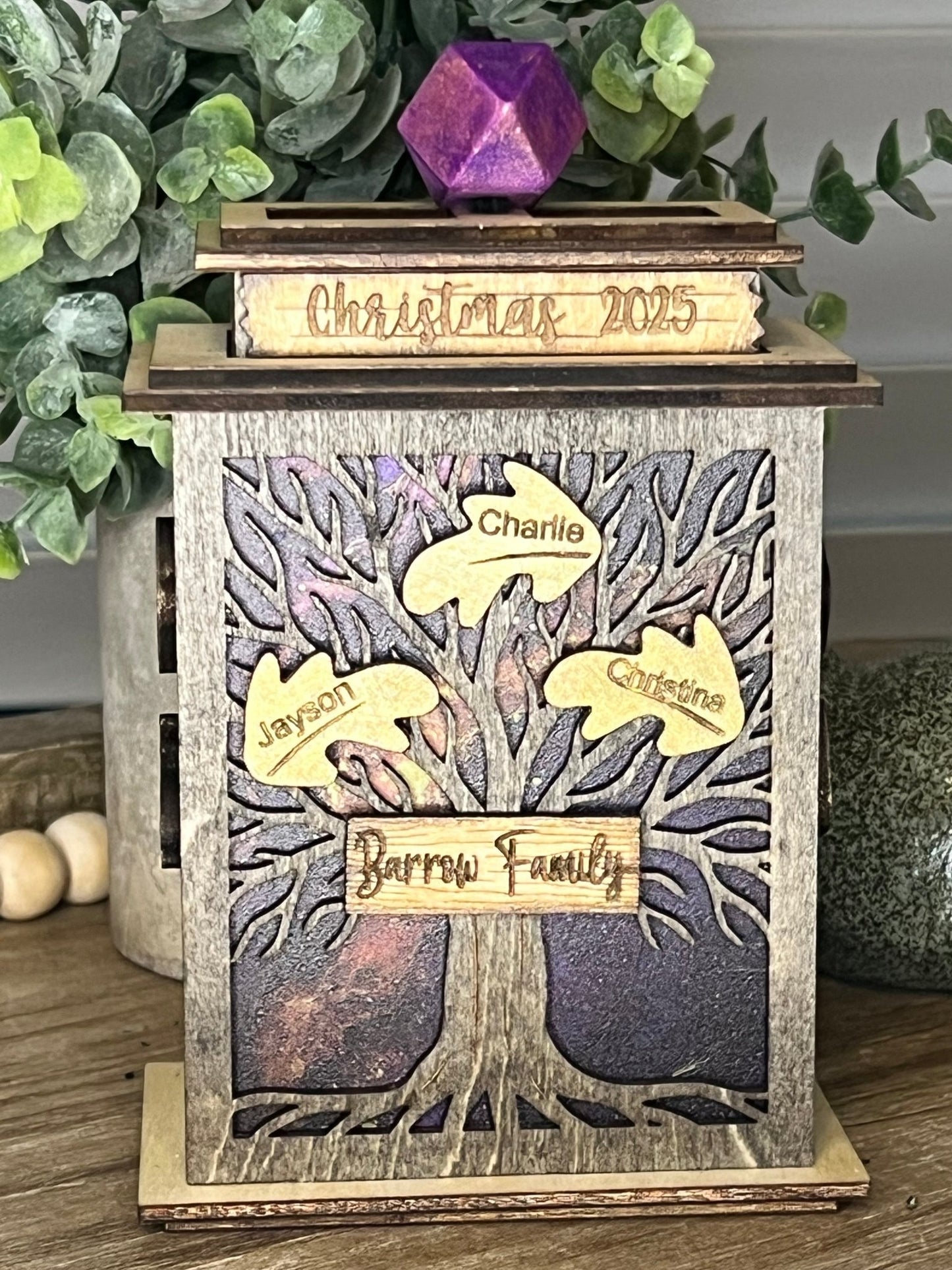 Family Tree Lantern & Ornament SVG – Personalized Christmas Laser Cut File (Digital Download)