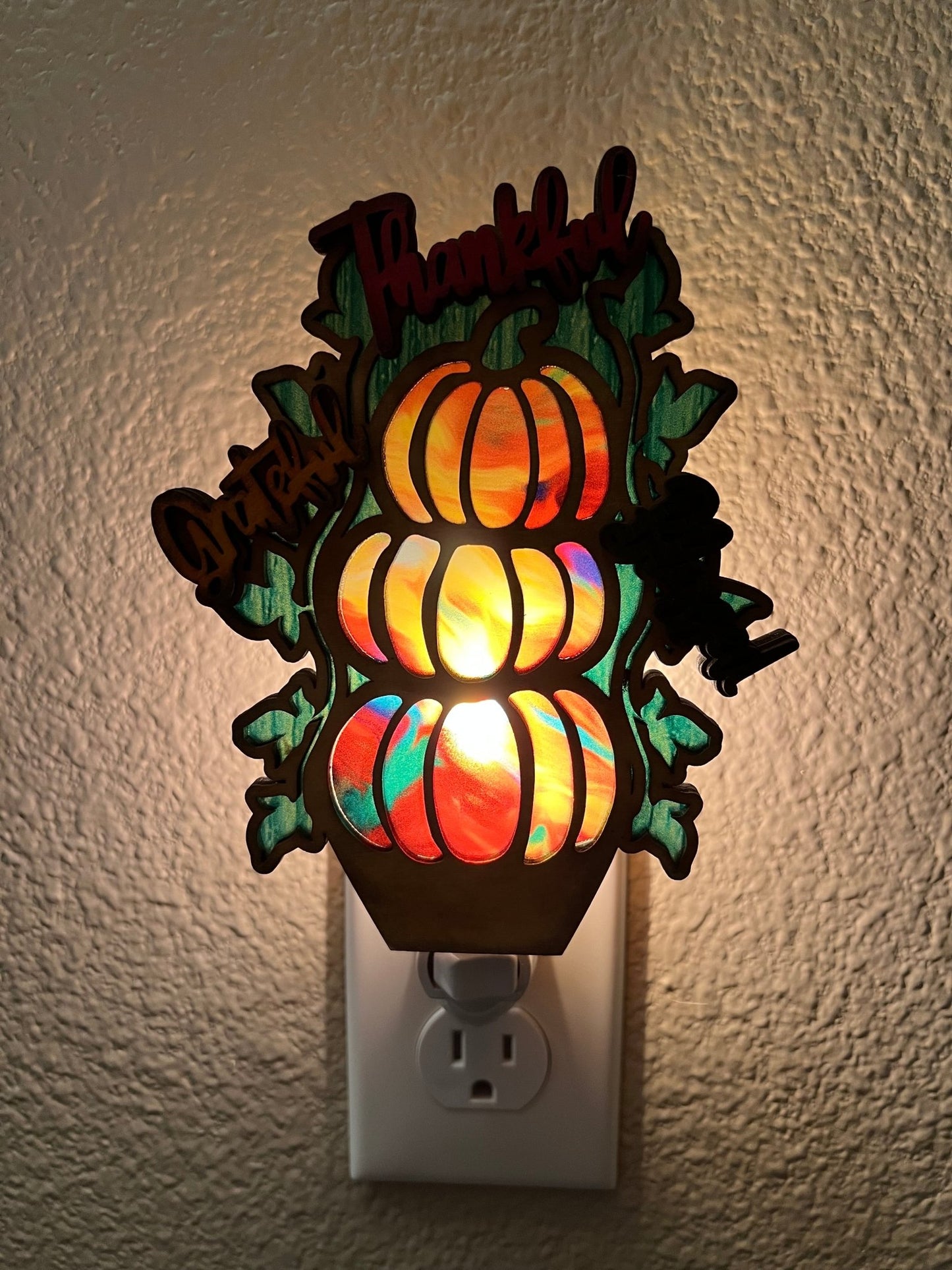 Thankful Grateful & Blessed Pumpkin Nightlight | Rustic Fall Decor