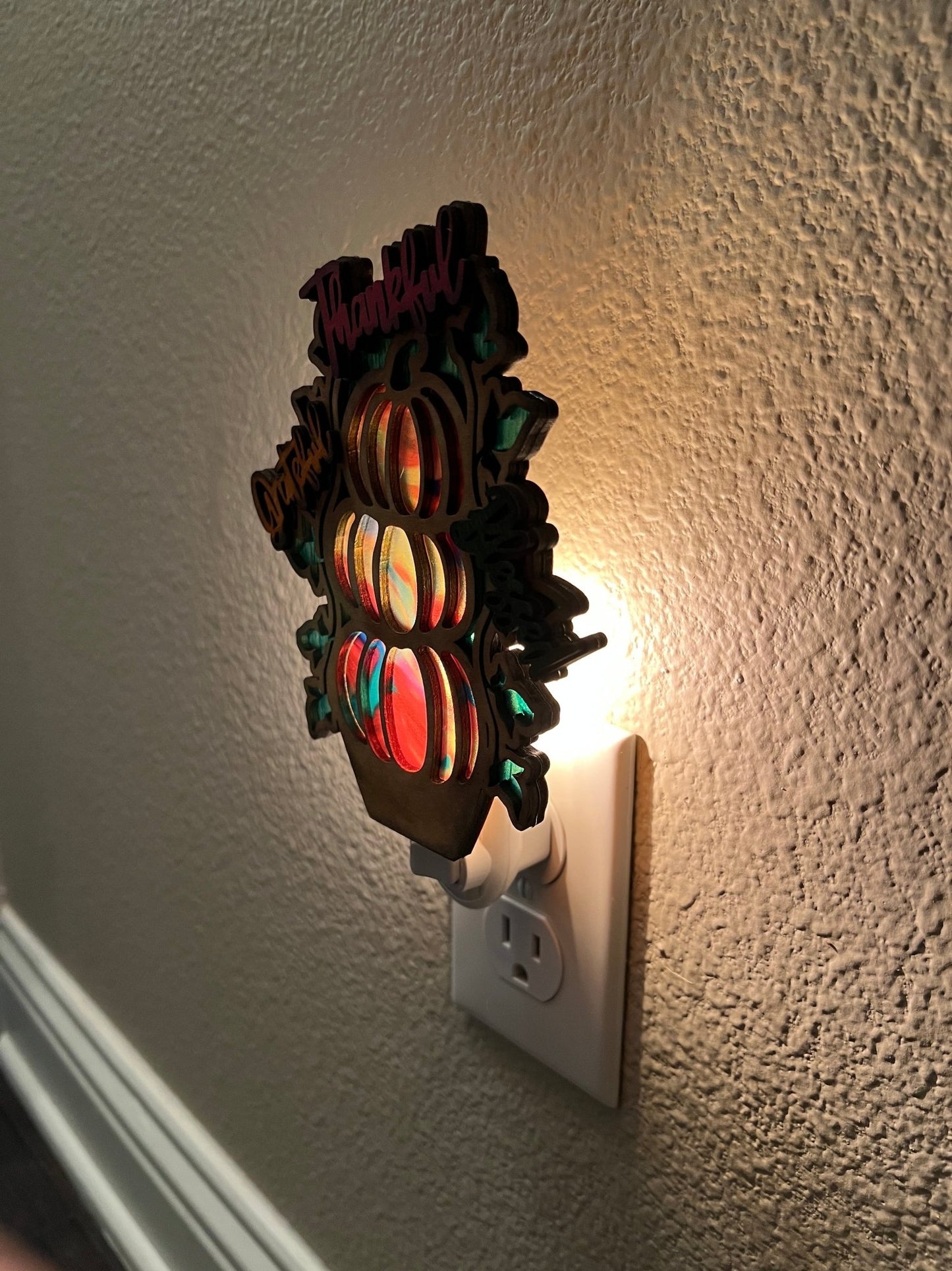 Thankful Grateful & Blessed Pumpkin Nightlight | Rustic Fall Decor