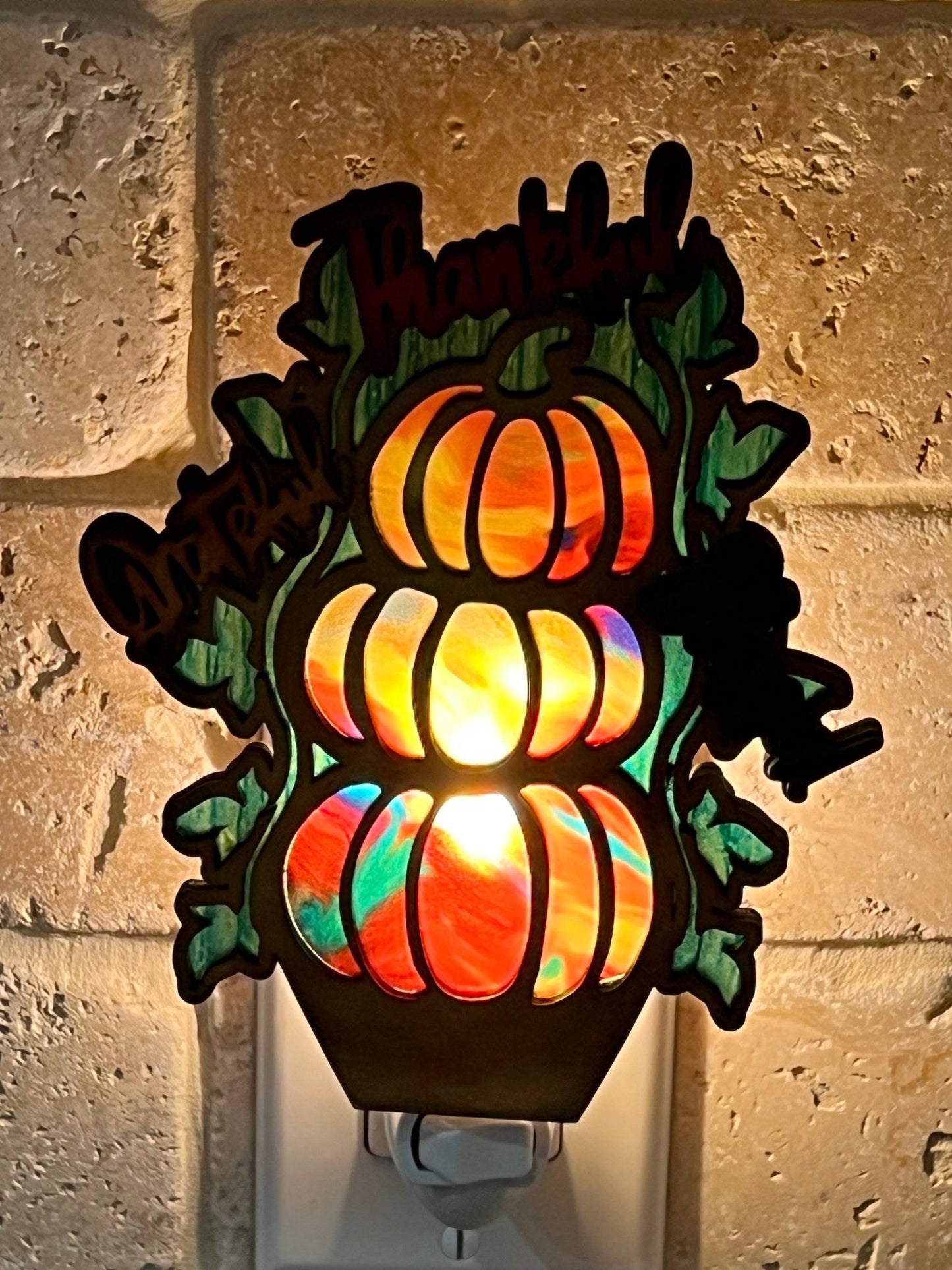 Thankful Grateful & Blessed Pumpkin Nightlight | Rustic Fall Decor