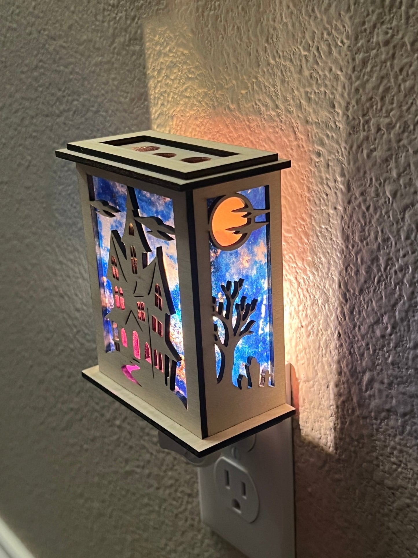 Halloween Lantern Nightlight SVG – Layered Haunted House Laser Cut File (Digital Download)