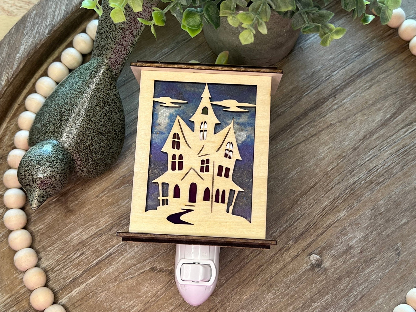 Haunted Halloween Lantern Nightlight SVG Bundle | Spooky House Laser Cut Files
