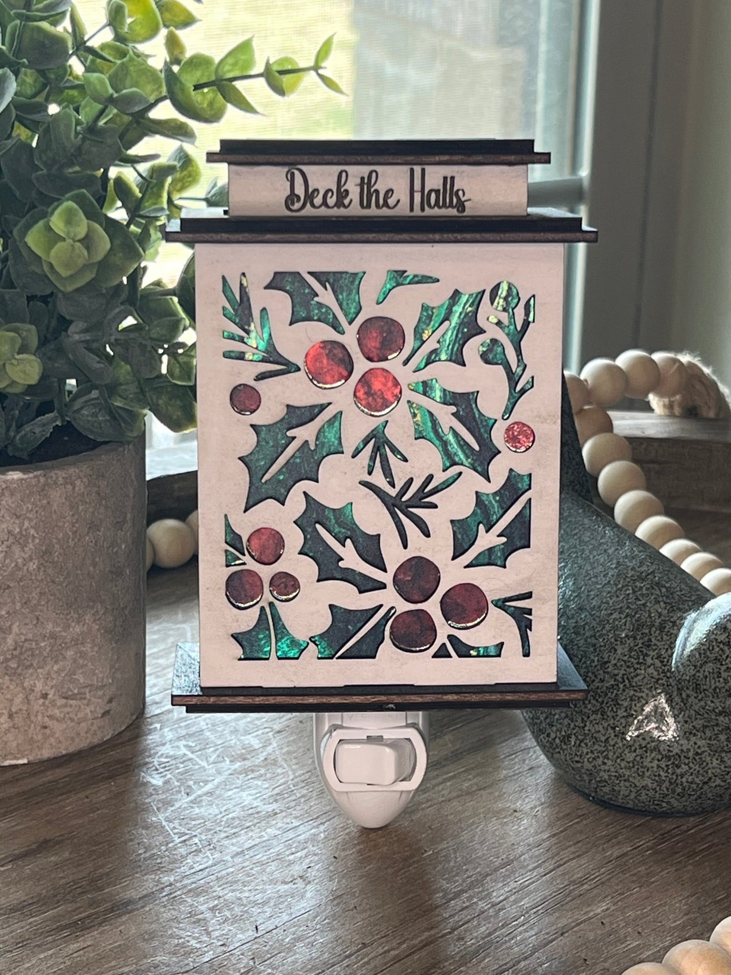 Holly Lantern Nightlight SVG Bundle | Christmas Laser Cut Files