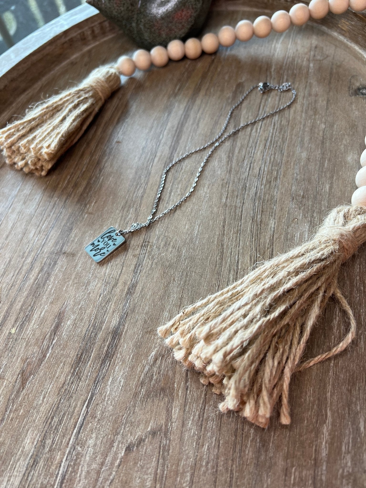 Engraved silver necklace made of stainless steel with a love message whole necklace.