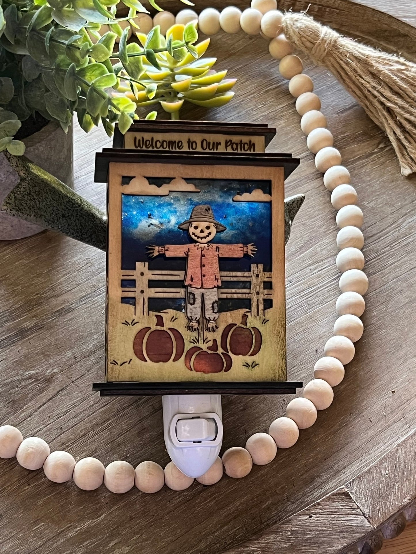 Scarecrow Pumpkin Patch Lantern Nightlight SVG Bundle | Personalized Fall Laser Cut Files