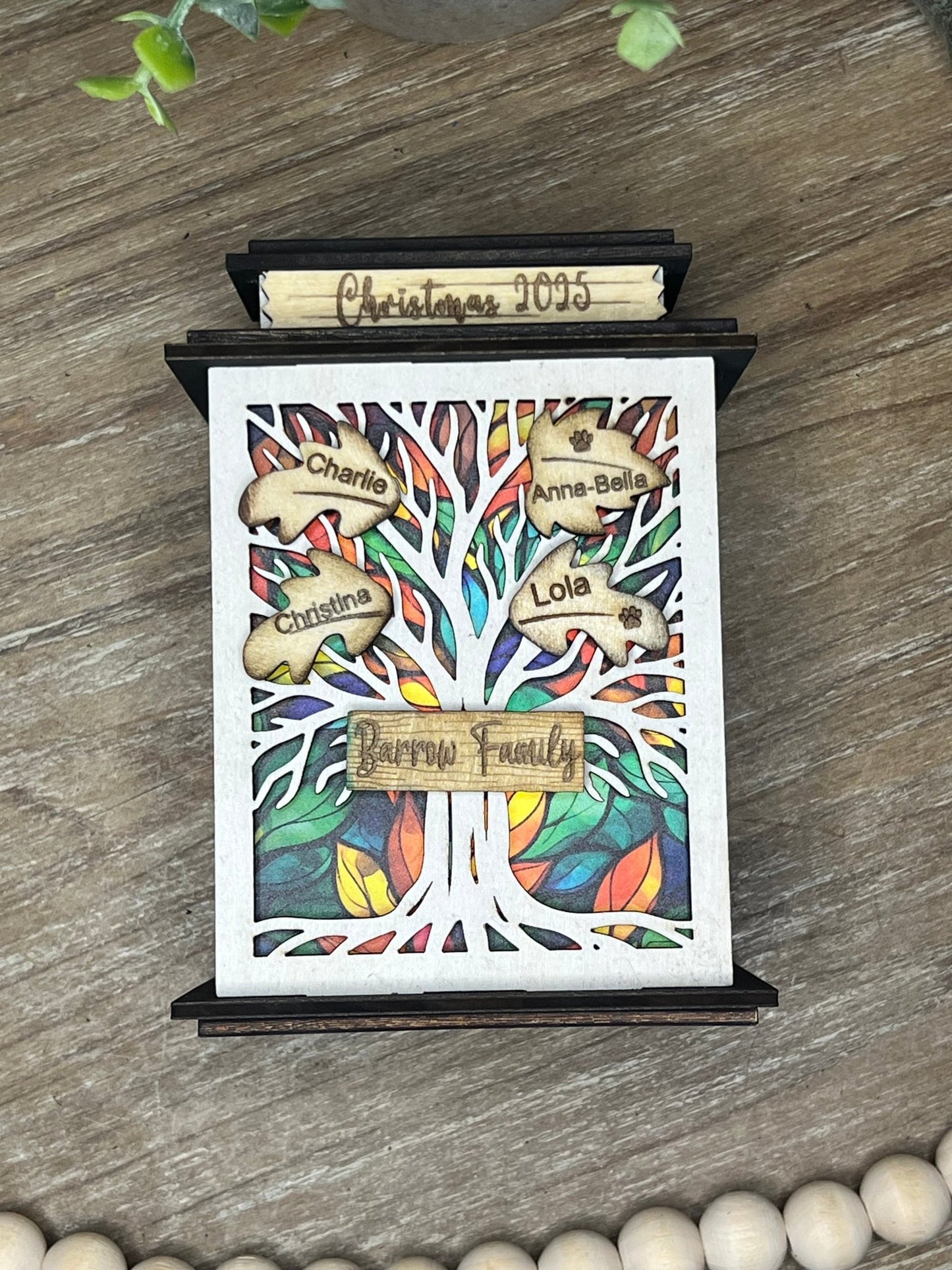 Family Tree Lantern & Ornament SVG – Personalized Christmas Laser Cut File (Digital Download)